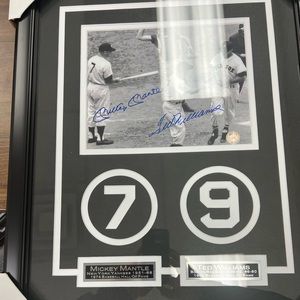 Framed autographed picture of Mickey Mantle and Ted Williams. Authinicated.